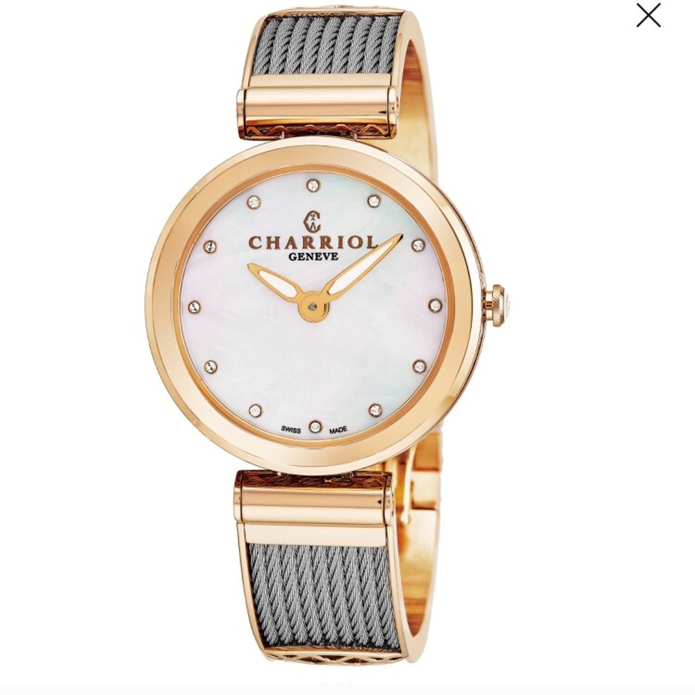 Charriol  Mother of Pearl Diamond Gold Swiss Watch